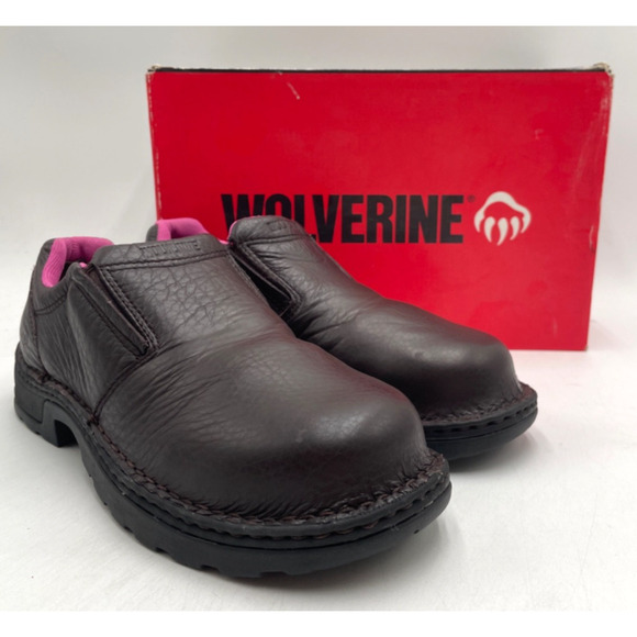 WOLVERINE BAILEY Women's USED Steel-Toe Slip On Work Shoe Brown US Size 10 - Picture 1 of 11